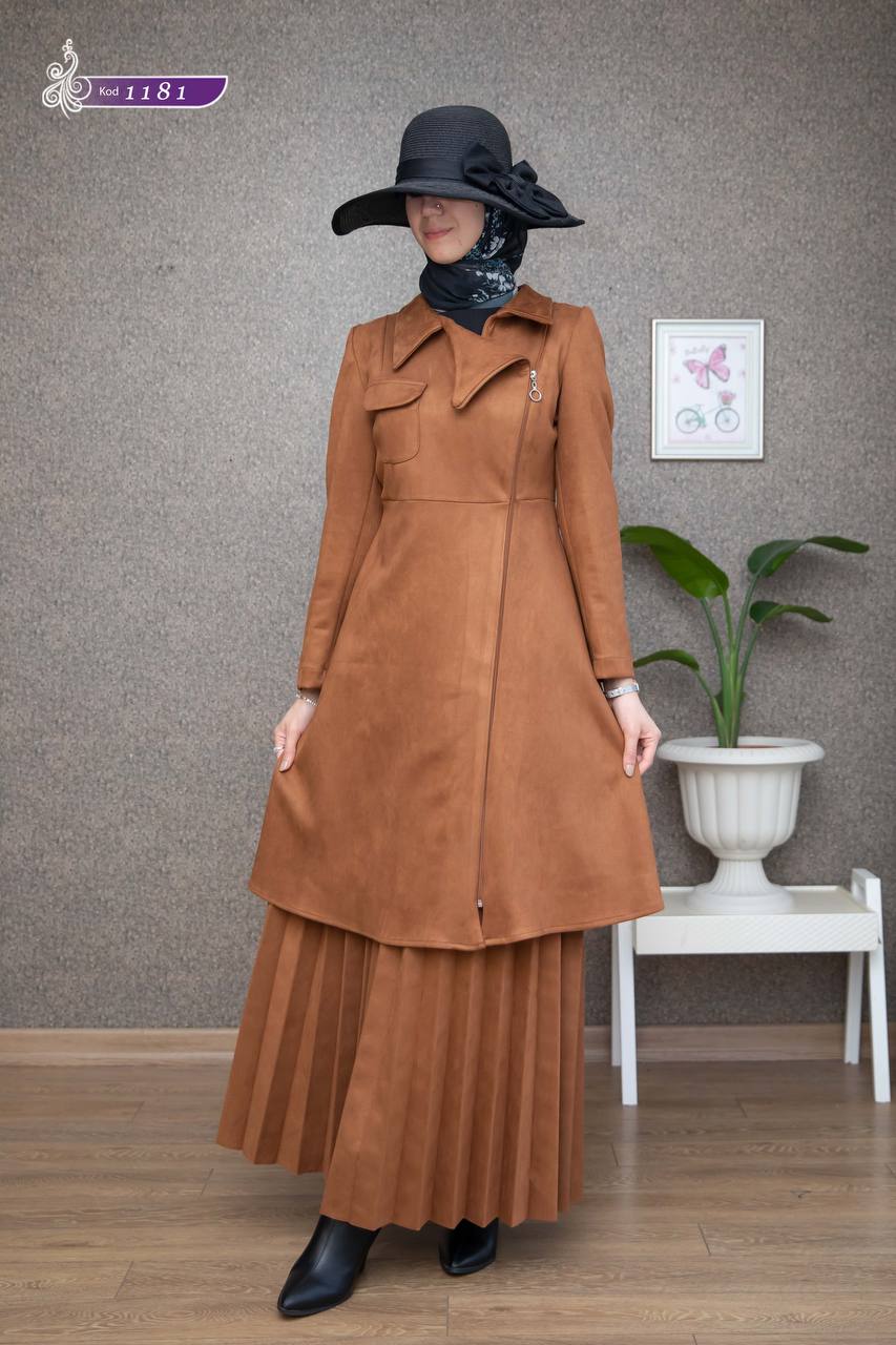 Suede Tunic brown coat