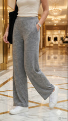Zagli Oysho Grey Wide-Leg Trousers – Relaxed Fit Women's Casual Pants