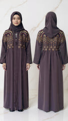 Livor Abayas with embroidery & stonework(Coffee)