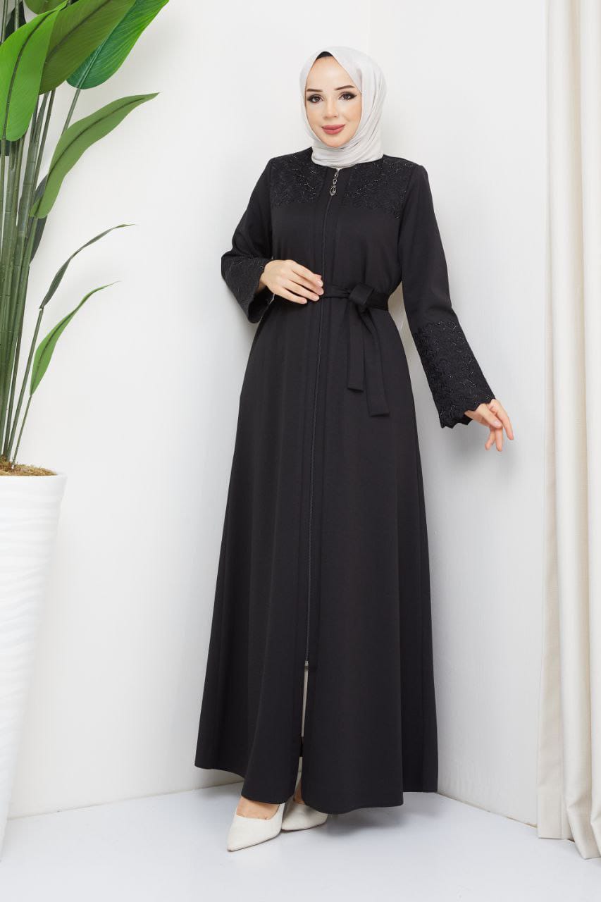 Winter abaya with embroidery
