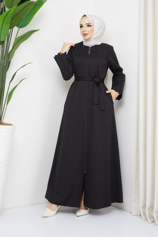 Winter abaya with embroidery