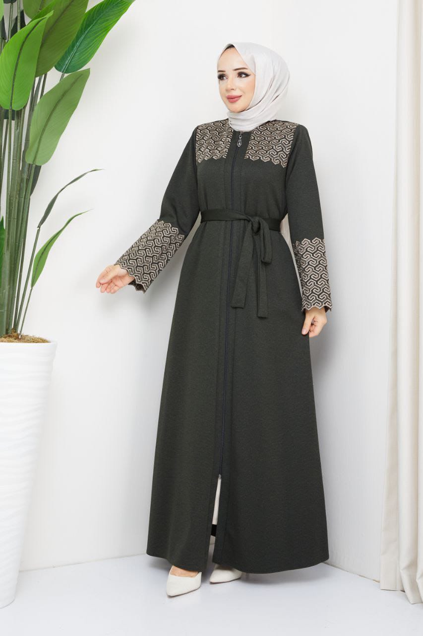 Winter abaya with embroidery