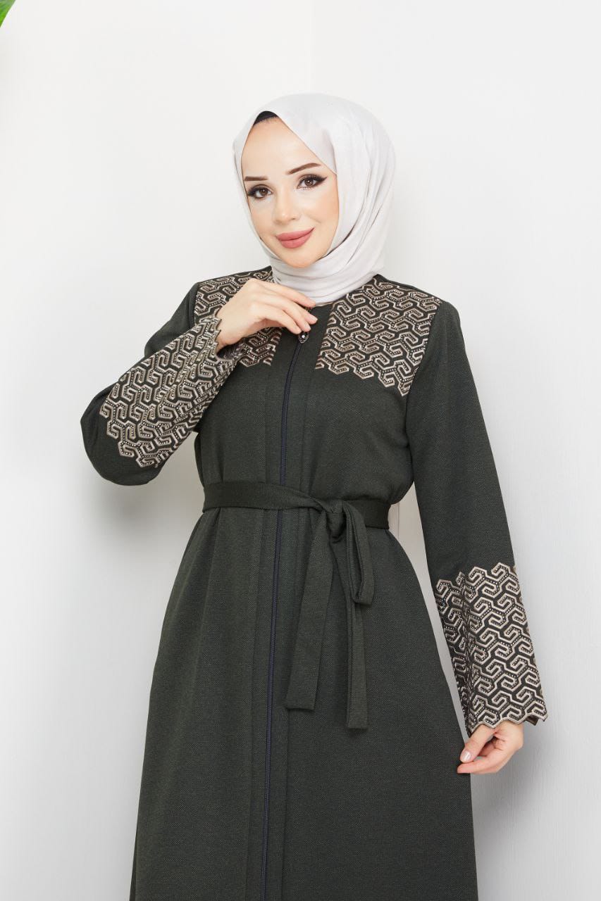 Winter abaya with embroidery
