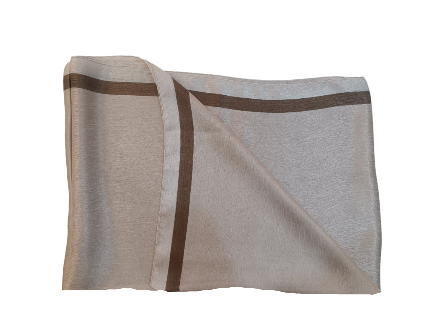 Beige fabric with brown border on a white background