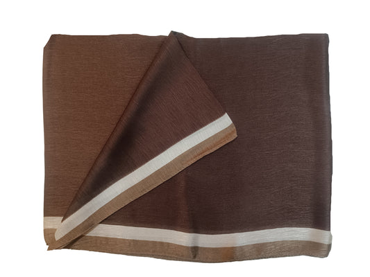 Brown fabric with white stripes on a white background