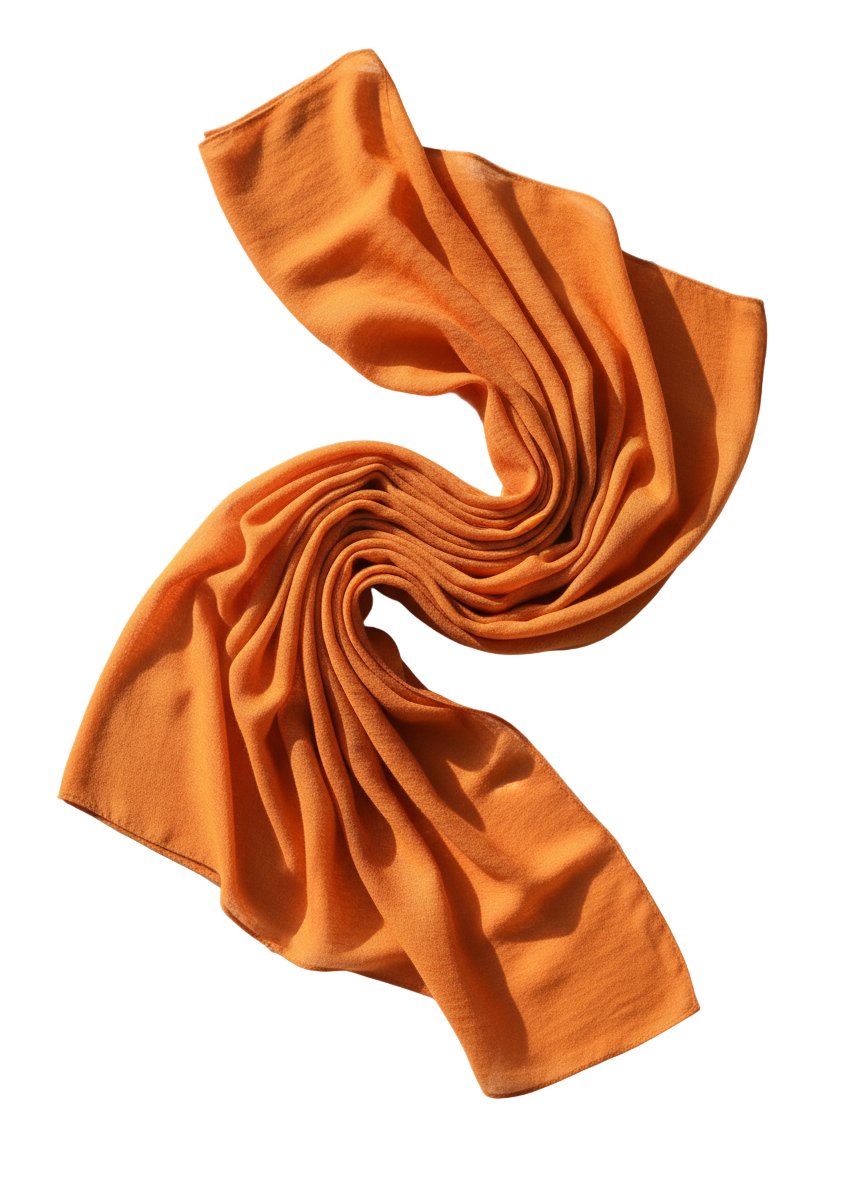 Orange stole on white with clothing in the background