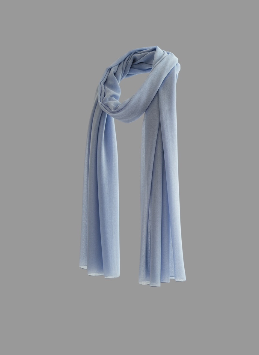 Light blue scarf on a gray background