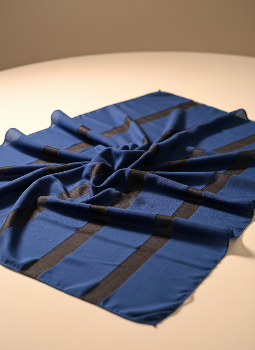 Blue fabric with black 