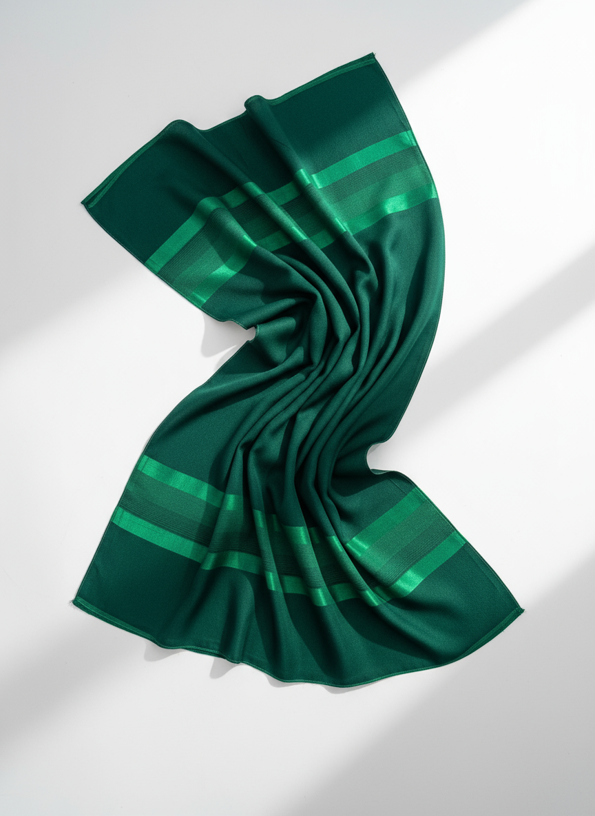 Green plaid fabric on a white background