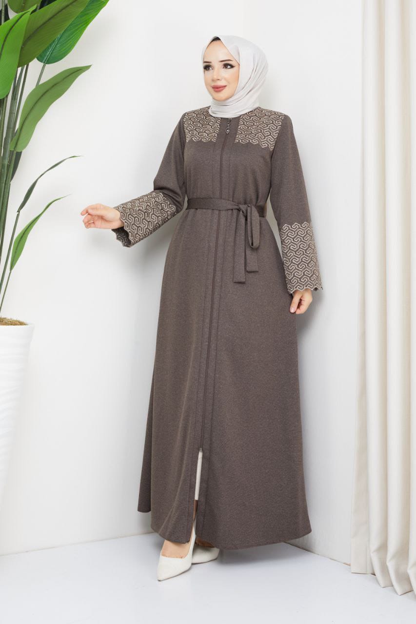 Winter abaya with embroidery
