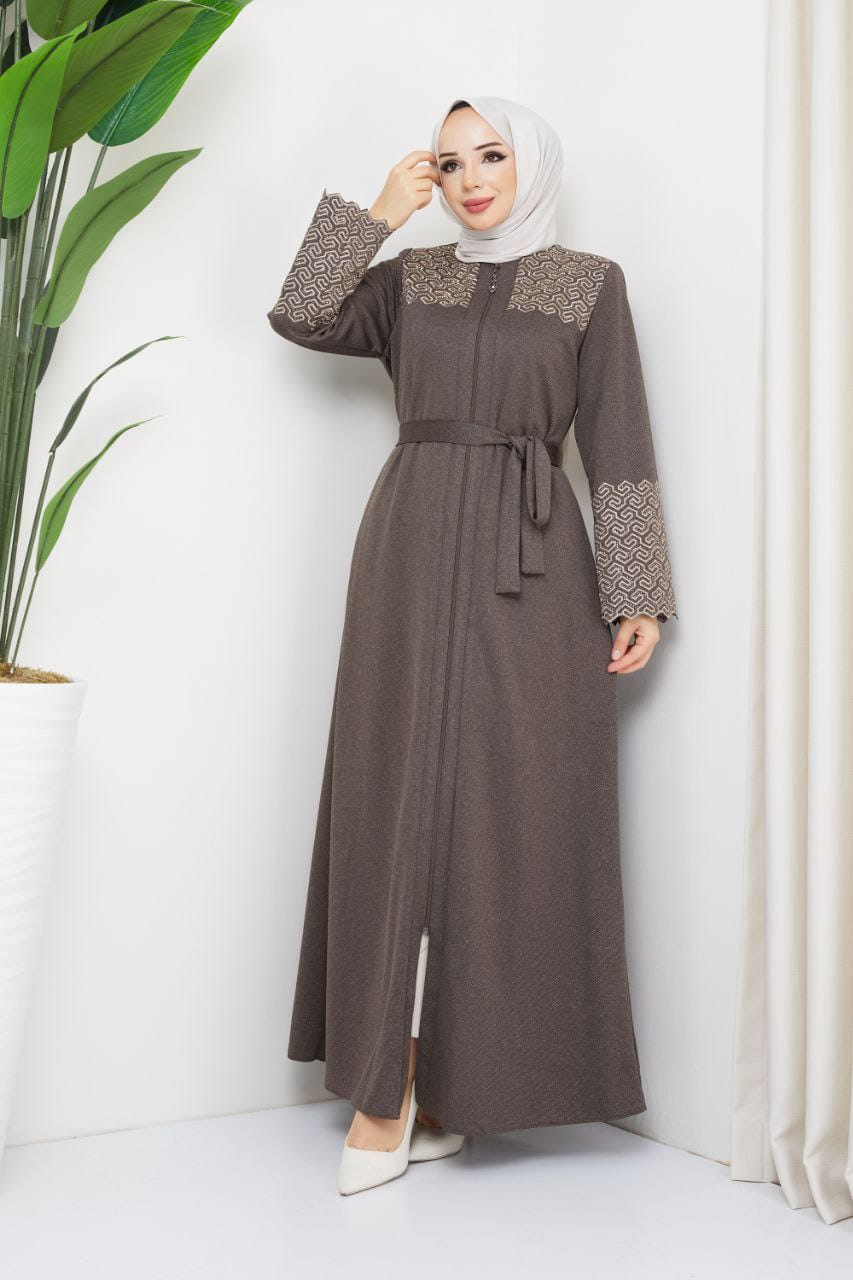 Winter abaya with embroidery