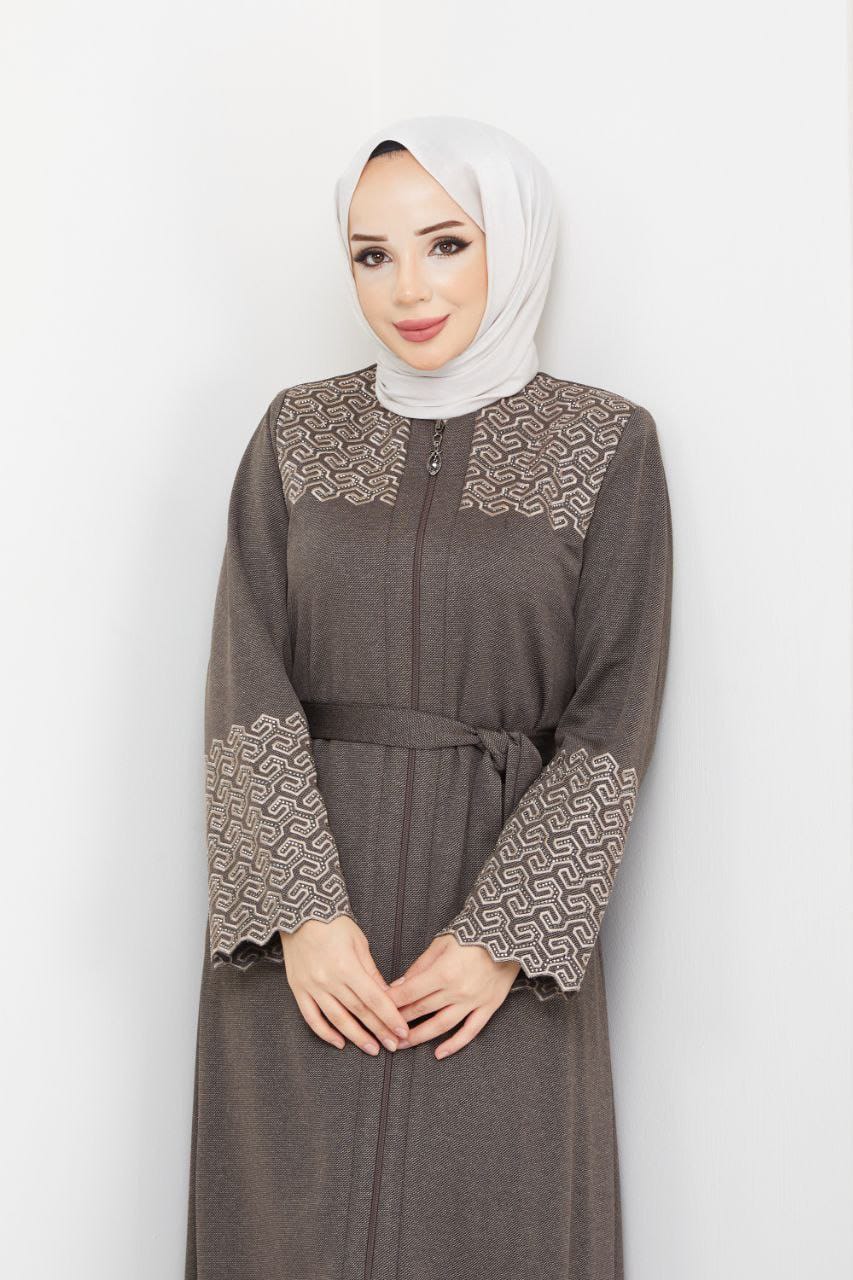 Winter abaya with embroidery