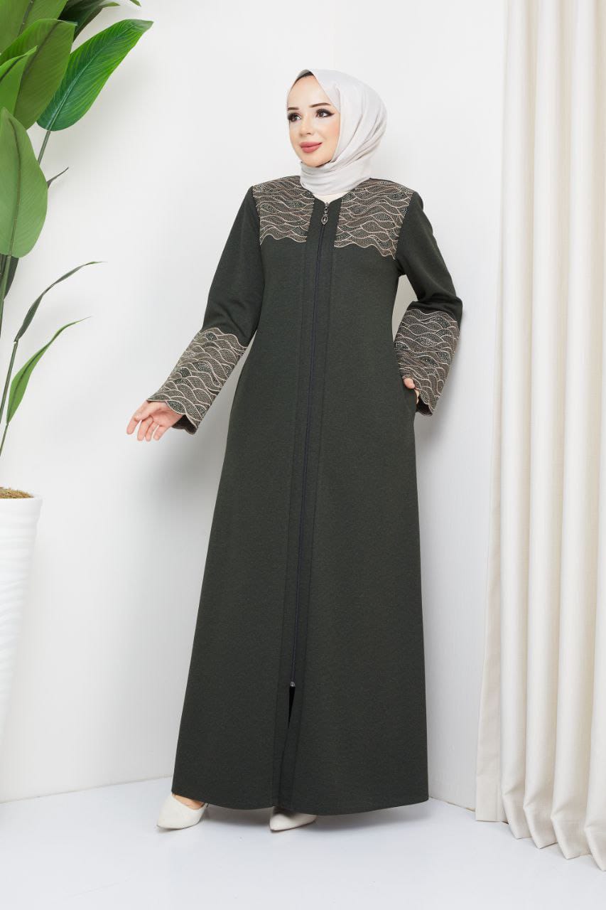 Winter abaya with embroidery