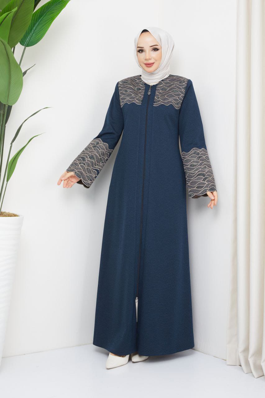 Winter abaya with embroidery