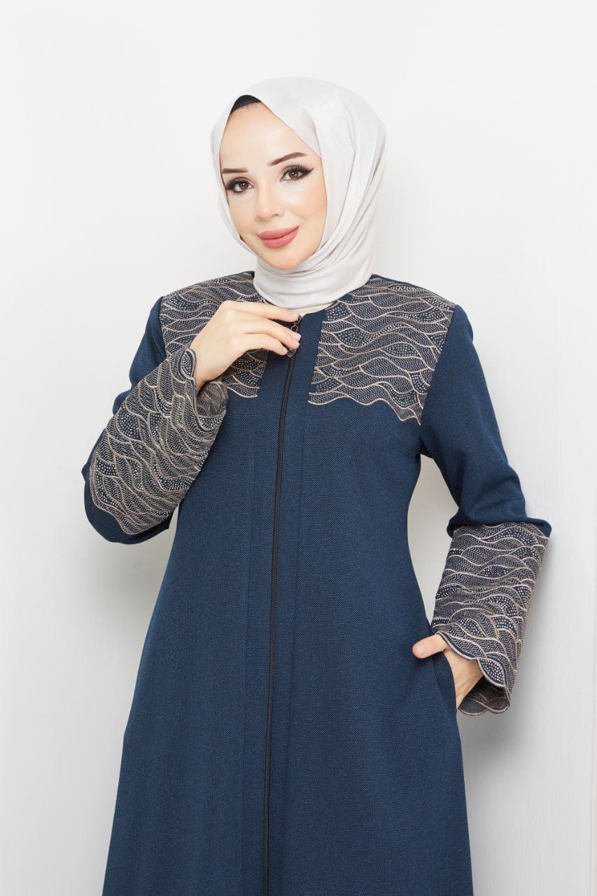 Winter abaya with embroidery