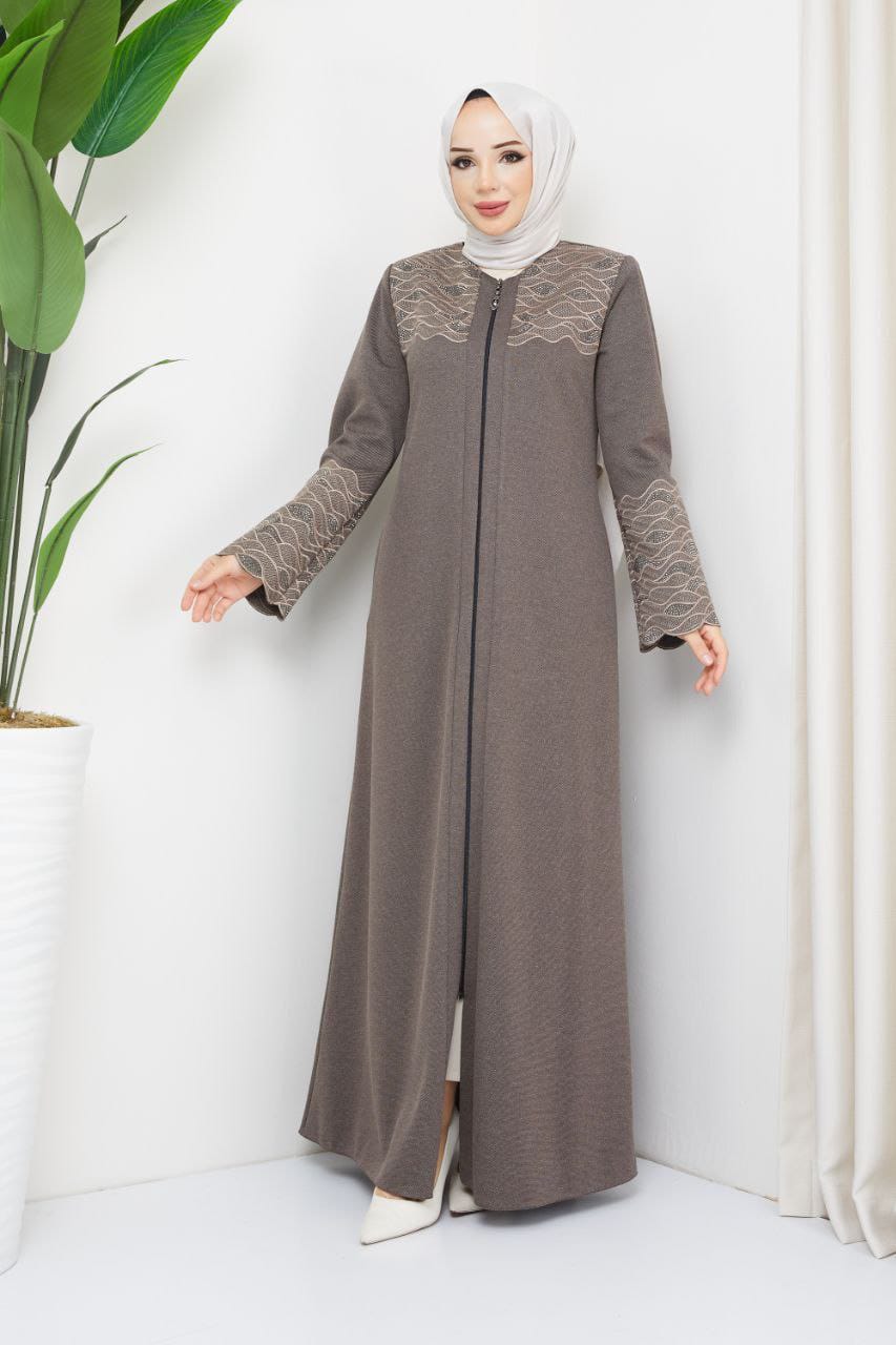 Winter abaya with embroidery