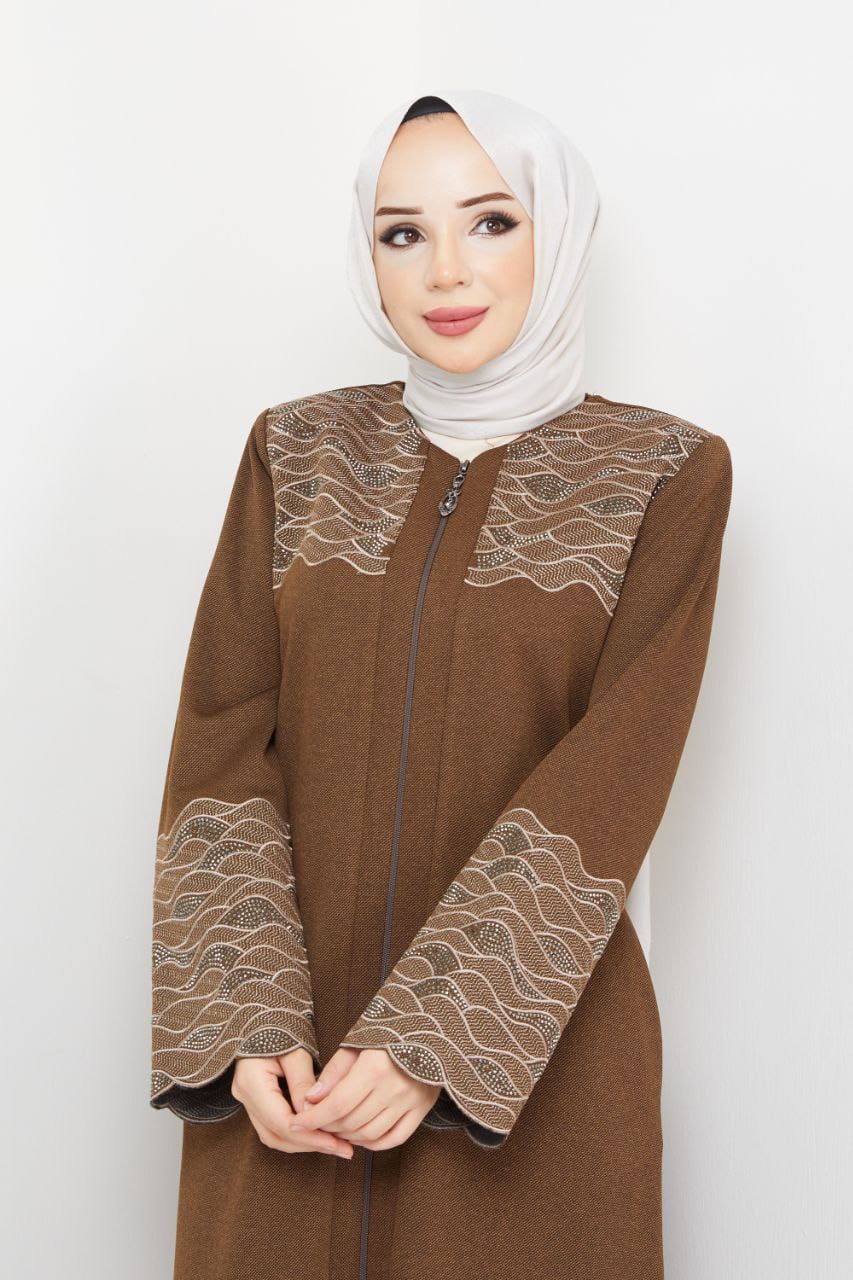 Winter abaya with embroidery