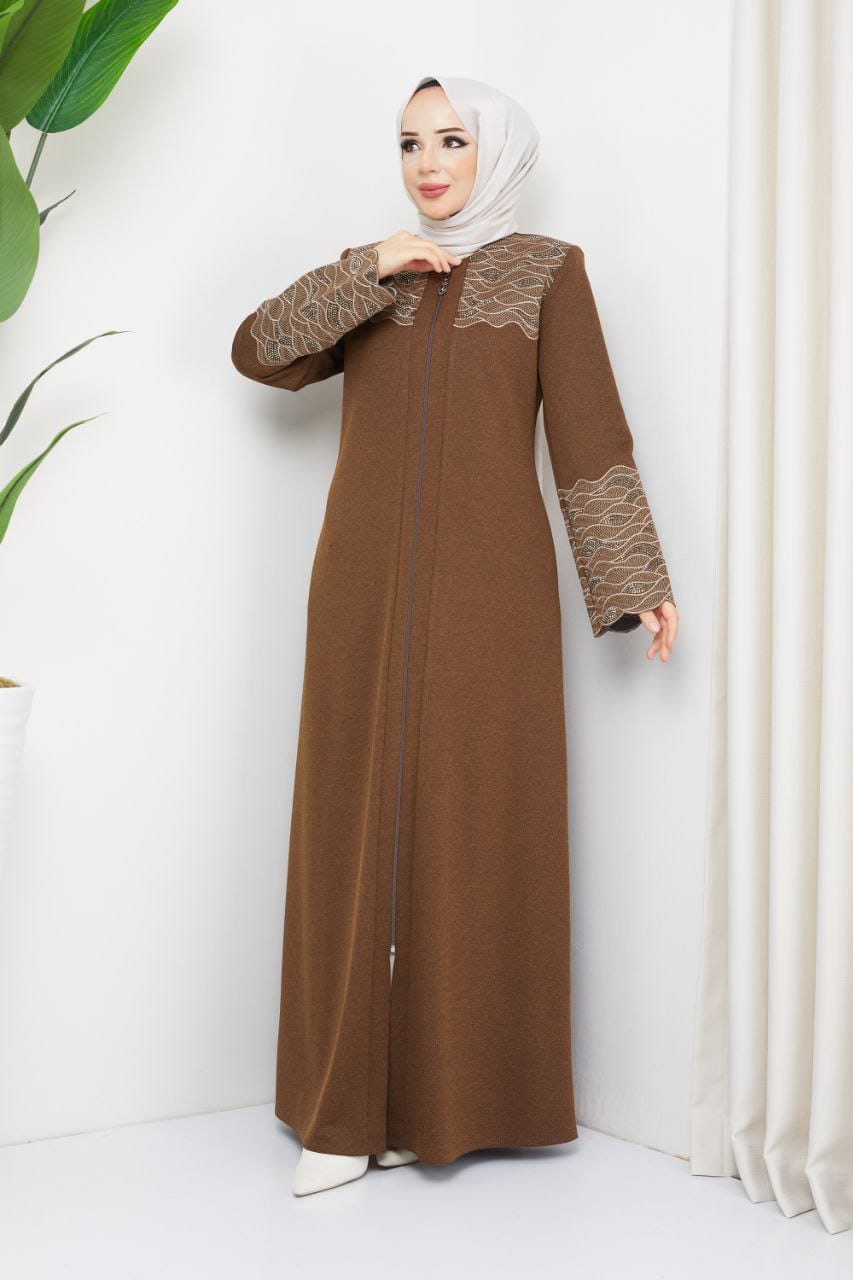 Winter abaya with embroidery