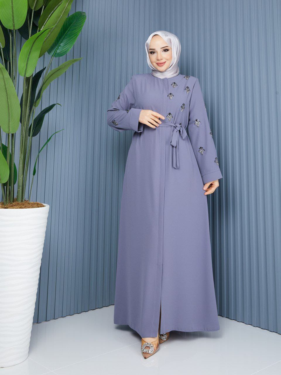 Summer abaya with handwork embroidery
