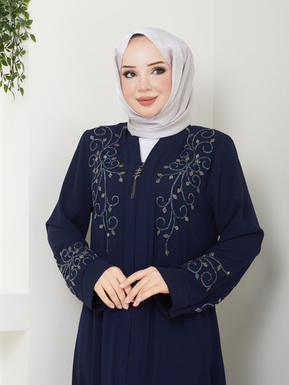 Summer abaya with stone work embroidery