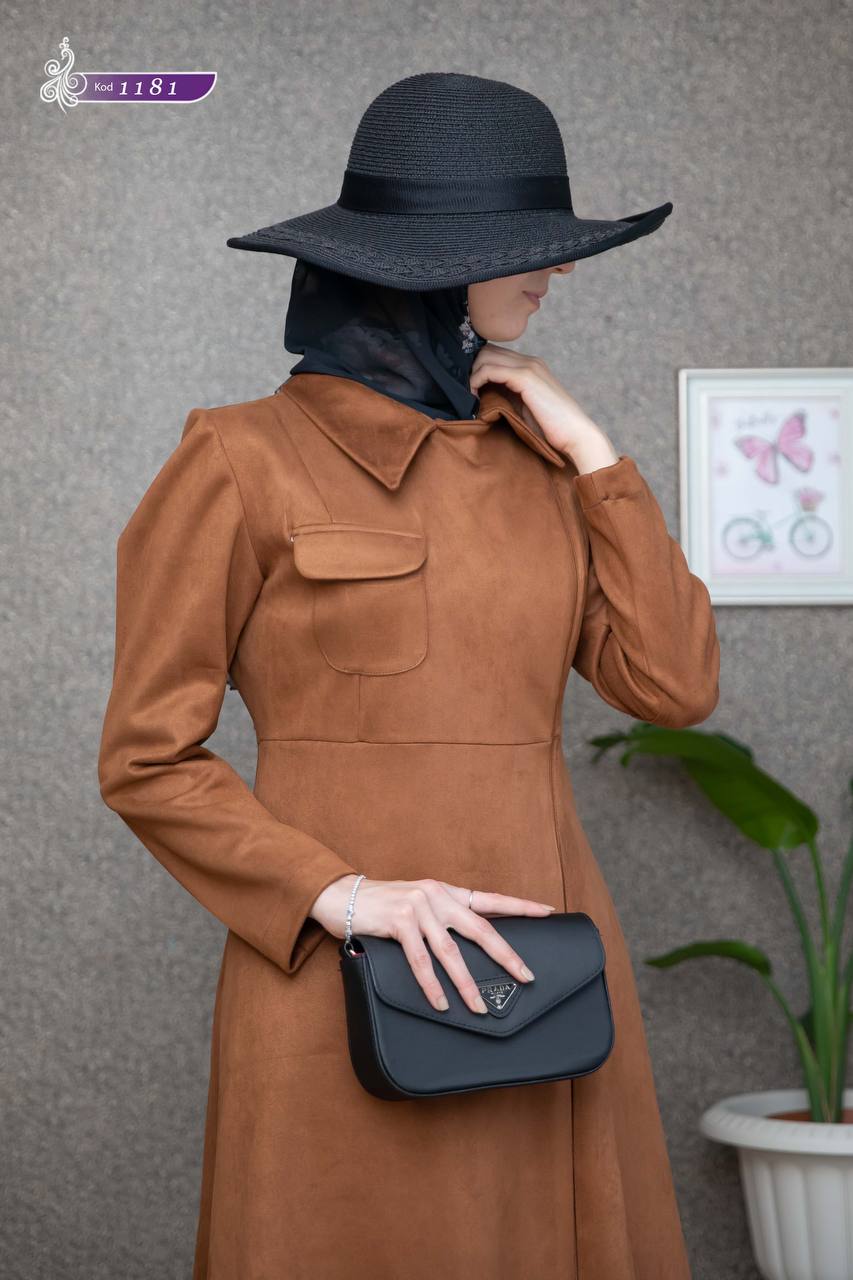 Suede Tunic brown coat