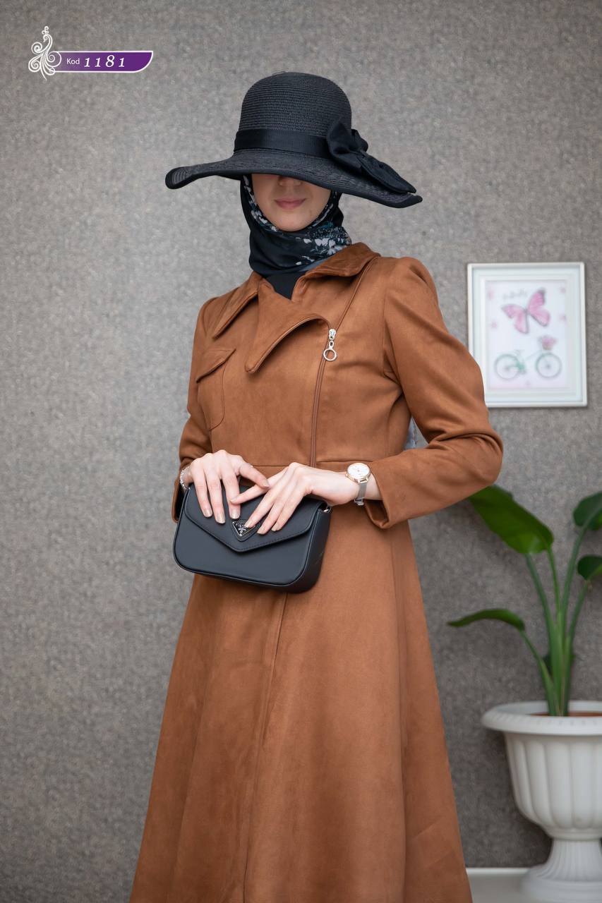 Suede Tunic brown coat