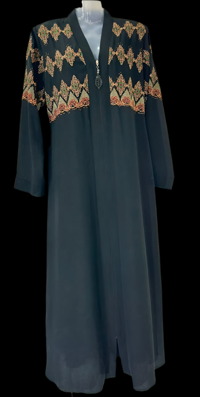 Livor Abayas with Embroidery & Stonework(Black)