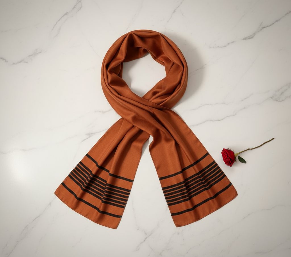 Brown scarf with black 