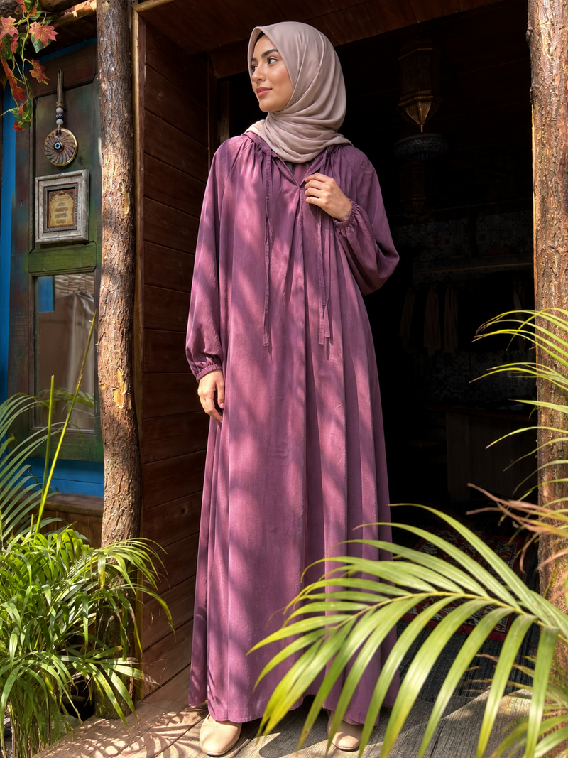 ARGA Long Gown Abaya – Sand Silk Finish ✨